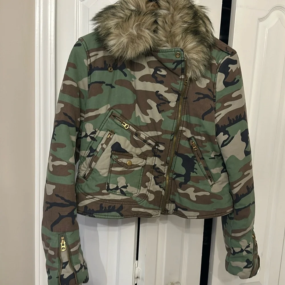 Ralph Lauren Camouflage Moto Cropped Jacket - Picture 1 of 4